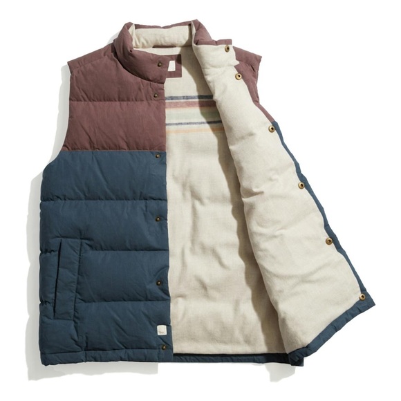 Marine Layer Sequoia Flannel Lined Down Puffer Vest - Picture 2 of 7